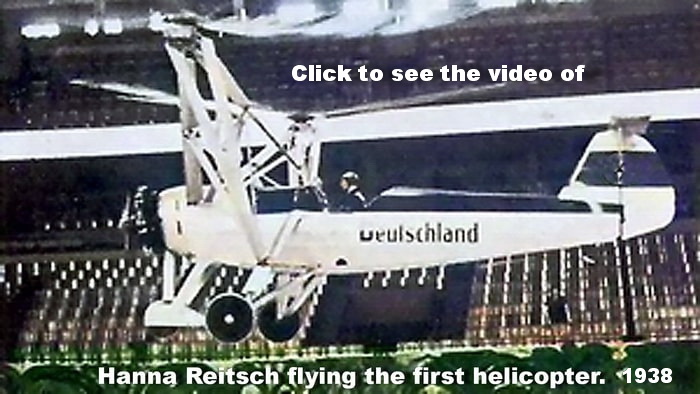 Hanna Reitsch. The first person to fly a helicopter. It's inside a stadium too!